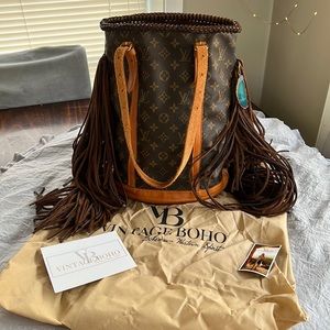 Vintage boho bag- Louis Vuitton bucket with fringe